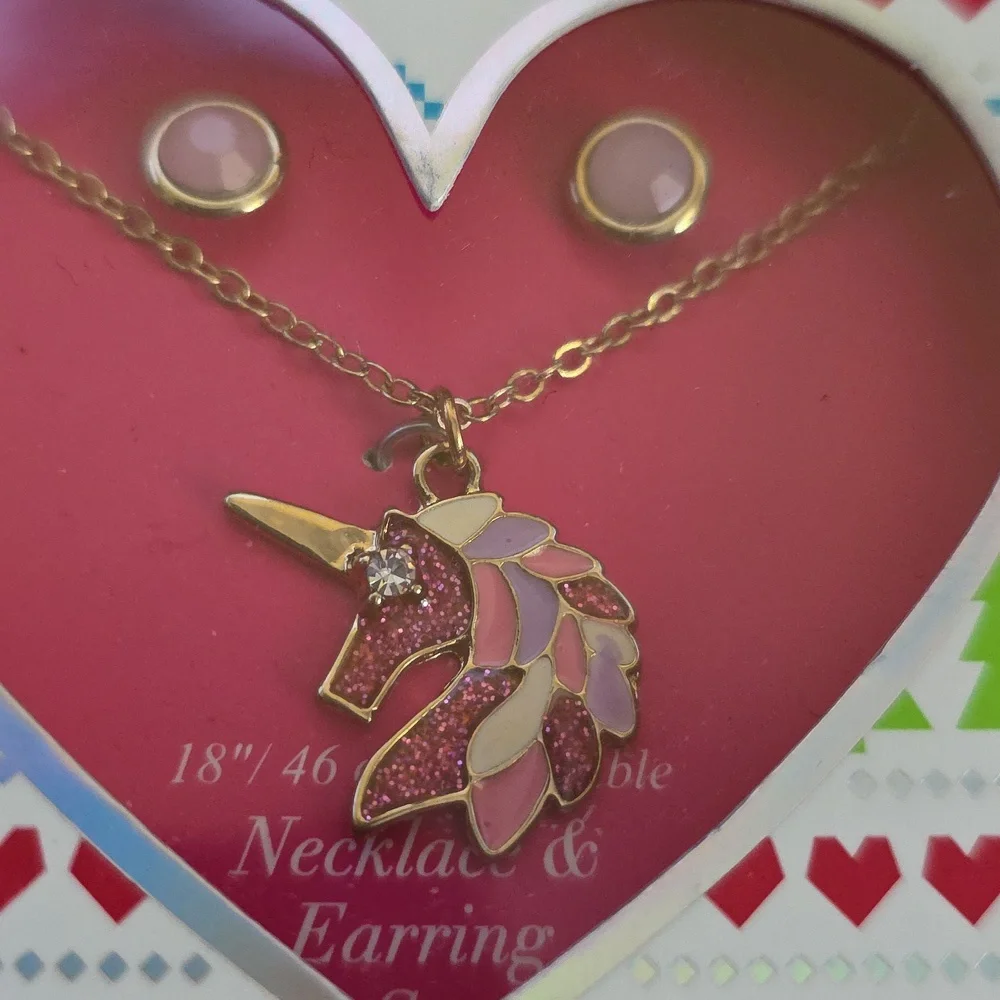 Unicorn Necklace and Earring Set 18